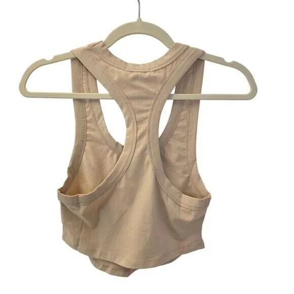 NWT WeWoreWhat Sleeveless Cropped Scoop Tank Top Cotton Racerback XXS Beige - Picture 8 of 15